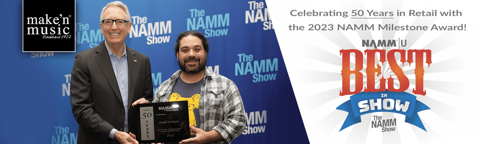 Make’n Music Celebrates 50 Years in Retail - NAMM Show Milestone Award